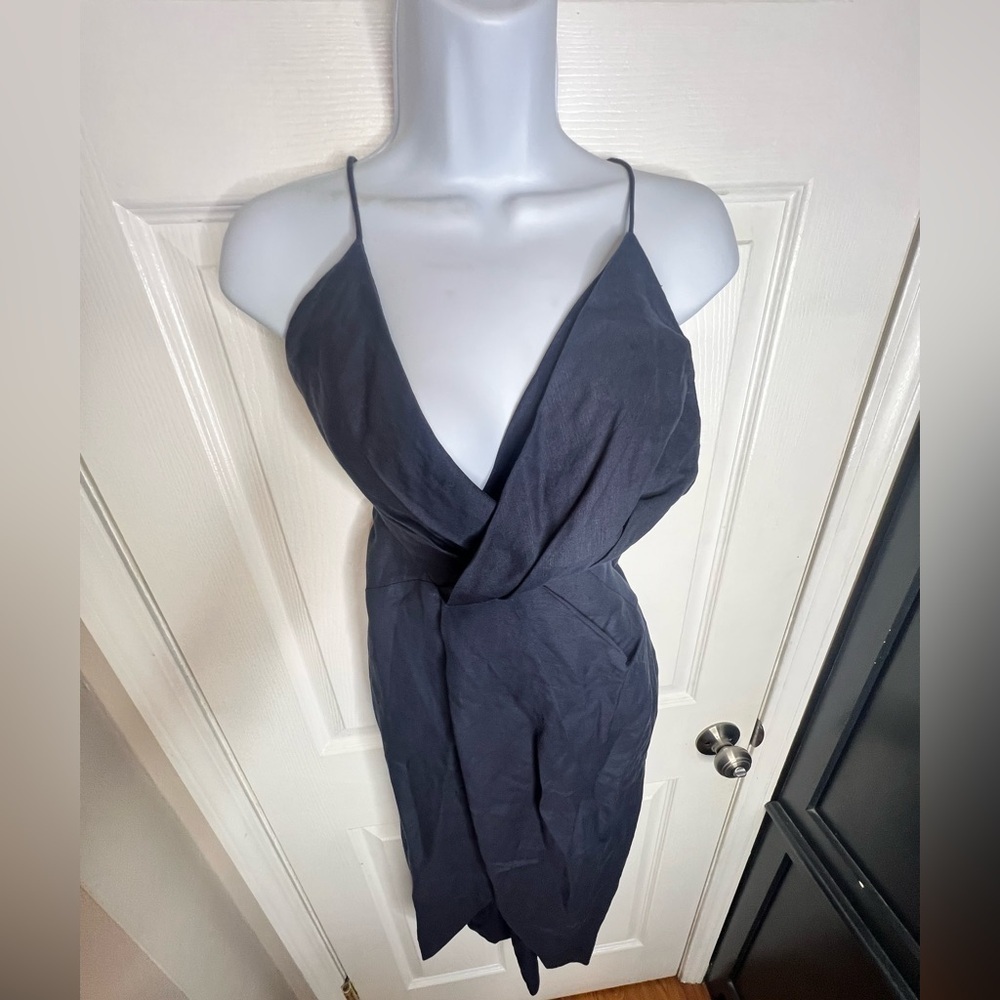 NWOT Fame and Partners US 4 The Jami Dress Midi Strappy Tulip Hem Navy Blue AU 8 - Picture 13 of 16